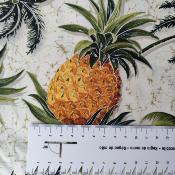 Tissu beige gros ananas et cocotiers 50 X 110 cm