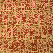 Tissu jaune motifs tatouages rouges 50 X 110 cm