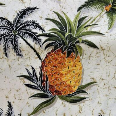 Tissu beige gros ananas et cocotiers 50 X 110 cm