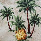 Tissu beige ananas et palmiers 50 X 110 cm