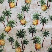 Tissu beige ananas et palmiers 50 X 110 cm